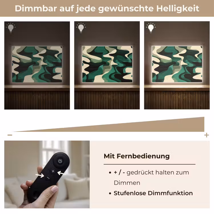 Abstract - Camouflage - Groen Light Box met batterij (Wandlamp) middel -USP_dimbaarDE