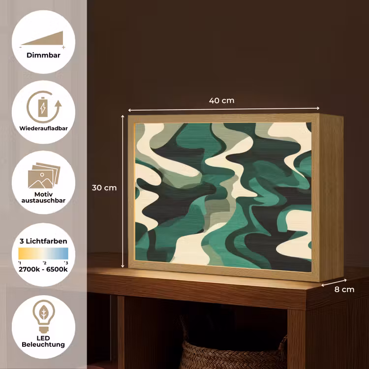 Abstract - Camouflage - Groen Light Box met batterij (Wandlamp) middel -USP_websiteoverzichtDE