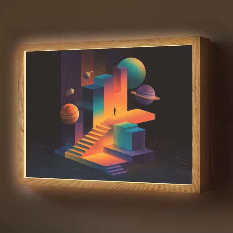 Abstract - Trappen - Mens - Planeten Light Box met batterij (Wandlamp) middel -z3d_website
