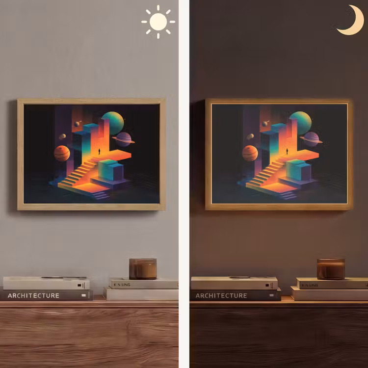 Abstract - Trappen - Mens - Planeten Light Box met batterij (Wandlamp) middel -sfeer3