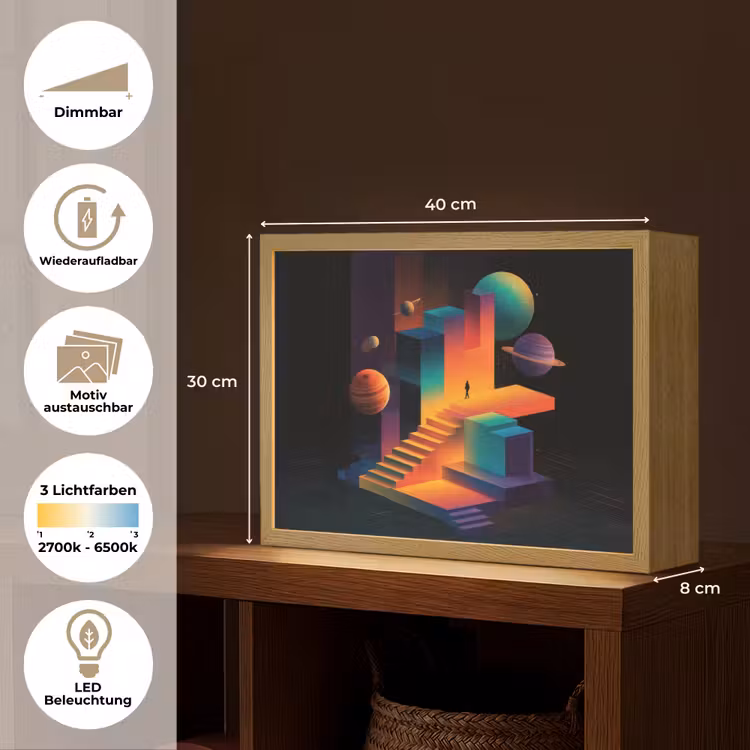 Abstract - Trappen - Mens - Planeten Light Box met batterij (Wandlamp) middel -USP_websiteoverzichtDE