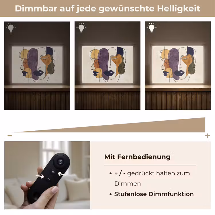 Abstract - Overlappende gezichten - Paars - Donkergroen Light Box met batterij (Wandlamp) middel -USP_dimbaarDE