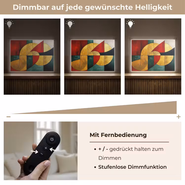 Abstract - Kerst - Goud - Rood - Groen Light Box met batterij (Wandlamp) middel -USP_dimbaarDE