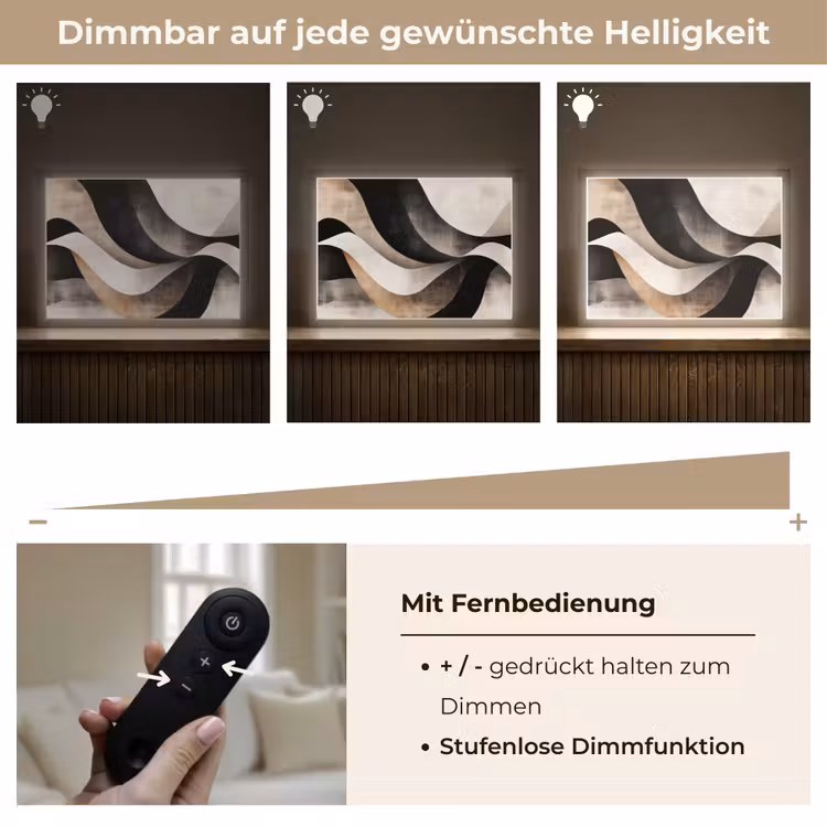 Abstract - Golven - Zwart - Verweerd Light Box met batterij (Wandlamp) middel -USP_dimbaarDE