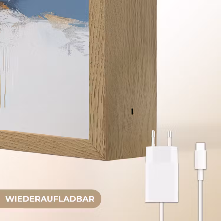 Abstract - Winter - Sneeuwvlok - Sneeuw - Goud Light Box met batterij (Wandlamp) middel -USP_websiteoplaadbaarDE
