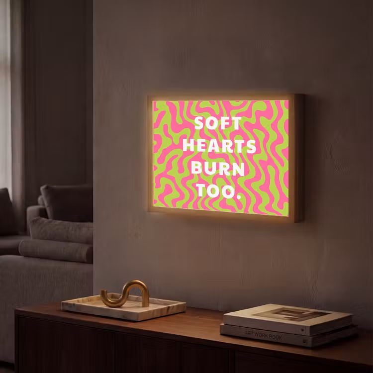 Abstract - Quote - Centraal - Roze Light Box met batterij (Wandlamp) middel -sfeer1