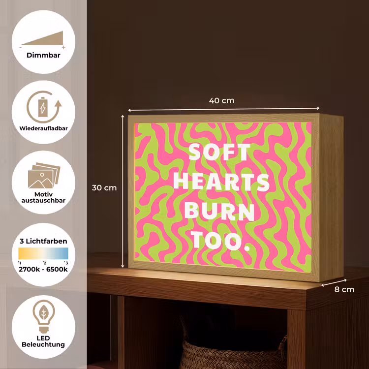 Abstract - Quote - Centraal - Roze Light Box met batterij (Wandlamp) middel -USP_websiteoverzichtDE