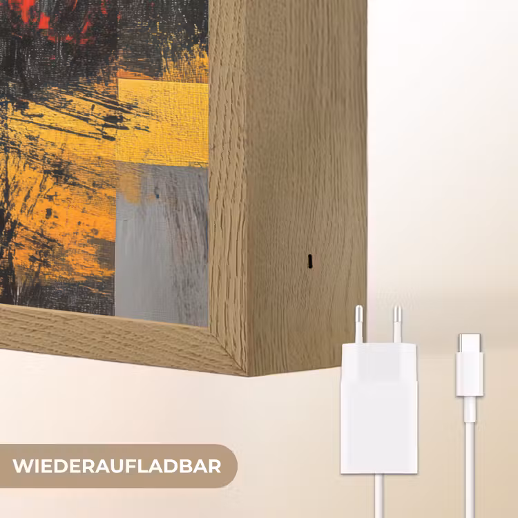 Abstracte kunst - Goud - Zwart Light Box met batterij (Wandlamp) middel -USP_websiteoplaadbaarDE