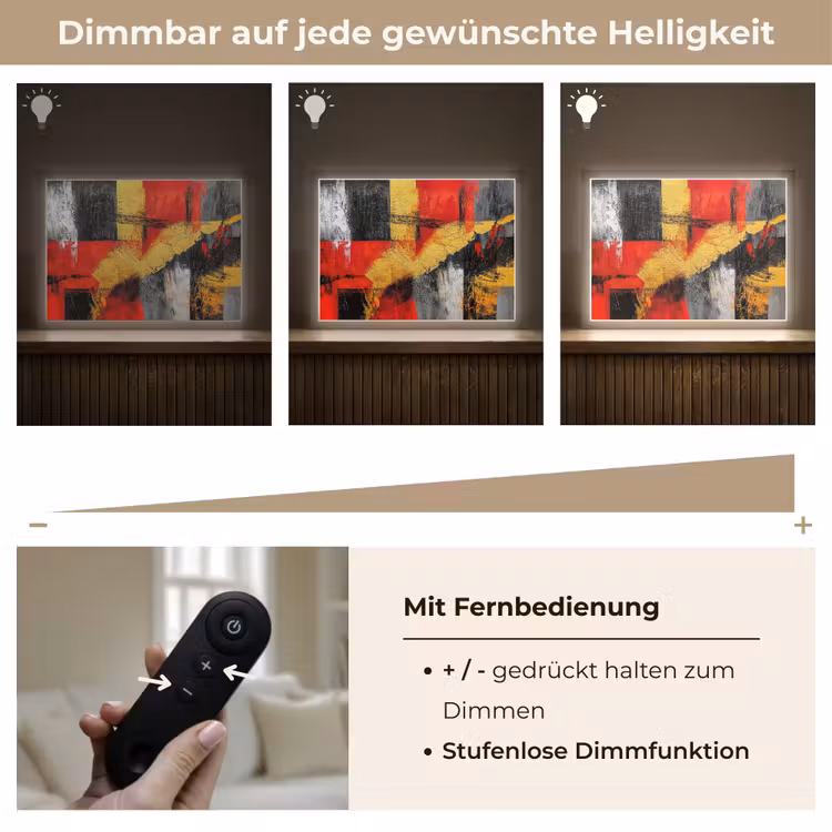 Abstracte kunst - Goud - Zwart Light Box met batterij (Wandlamp) middel -USP_dimbaarDE