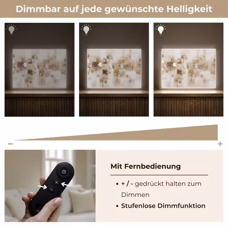 Abstracte vierkanten - Aardetonen - Mistig Light Box met batterij (Wandlamp) middel -USP_dimbaarDE