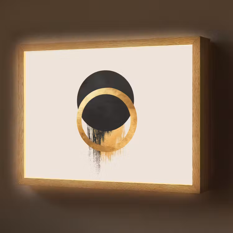 Abstract ontwerp - Zwarte cirkel - Verfvlekken Light Box met batterij (Wandlamp) middel -z3d_website