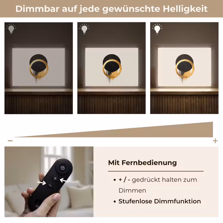 Abstract ontwerp - Zwarte cirkel - Verfvlekken Light Box met batterij (Wandlamp) middel -USP_dimbaarDE