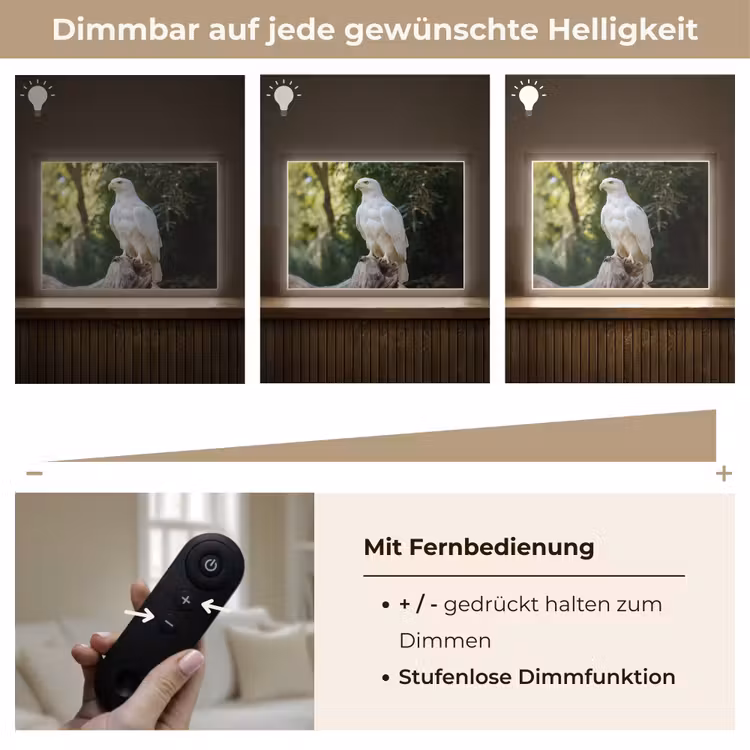 Arend - Hout - Wit - Planten Light Box met batterij (Wandlamp) middel -USP_dimbaarDE