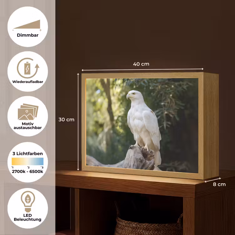 Arend - Hout - Wit - Planten Light Box met batterij (Wandlamp) middel -USP_websiteoverzichtDE