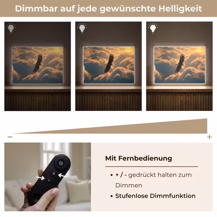 Adelaar - Wolken - Zon Light Box met batterij (Wandlamp) middel -USP_dimbaarDE