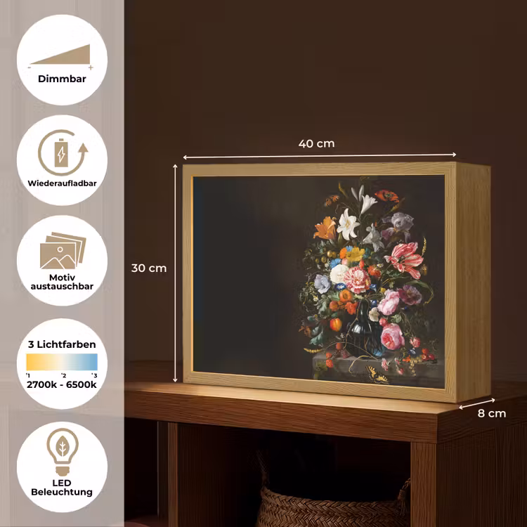 Oude meesters - Kunst - Vaas met bloemen - Jan Davidsz de Heem Light Box met batterij (Wandlamp) middel -USP_websiteoverzichtDE