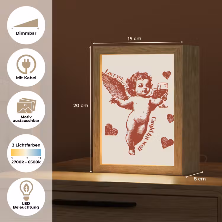 Cupido - Hartjes - Rood - Klassiek Light Box met kabel (Wandlamp) klein -USP_websiteoverzichtDE