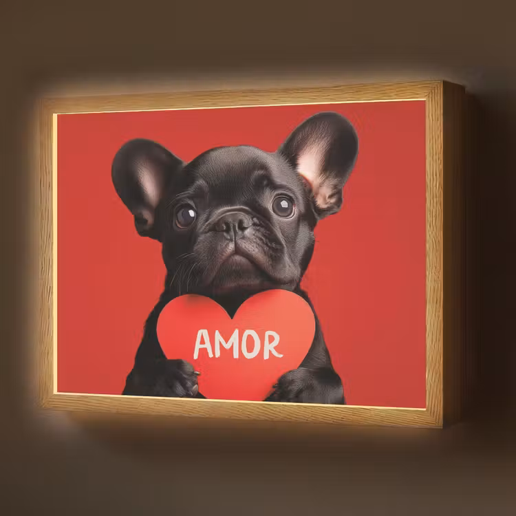 Amor - Hond - Hartje - Rood Light Box met batterij (Wandlamp) middel -z3d_website