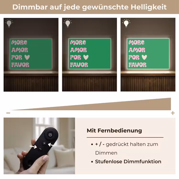 Amor - Valentijn - Groen - Tekst Light Box met batterij (Wandlamp) middel -USP_dimbaarDE