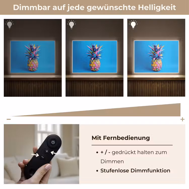 Ananas - Blauw - Tropisch - Vrolijk Light Box met batterij (Wandlamp) middel -USP_dimbaarDE