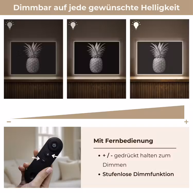 Ananas - Gedetailleerd - Bladeren Light Box met batterij (Wandlamp) middel -USP_dimbaarDE