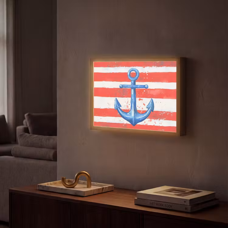Anker - Verfspatten - Rood - Blauw Light Box met batterij (Wandlamp) middel -sfeer1