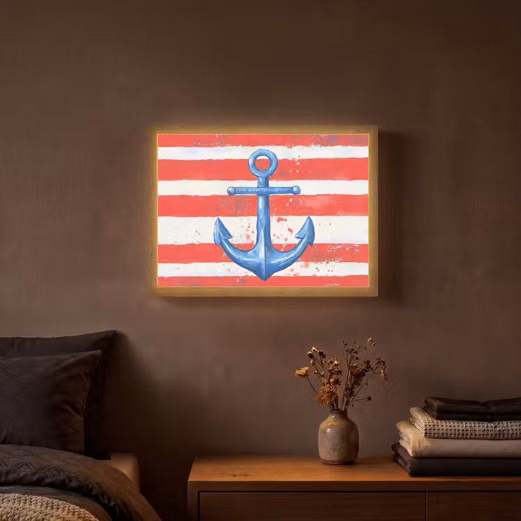 Anker - Verfspatten - Rood - Blauw Light Box met batterij (Wandlamp) middel -sfeer4