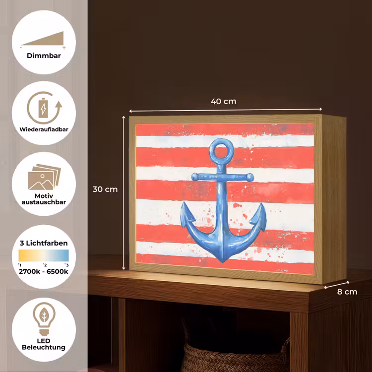 Anker - Verfspatten - Rood - Blauw Light Box met batterij (Wandlamp) middel -USP_websiteoverzichtDE