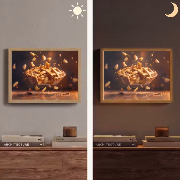 Appel - Taart - Warm - Eten Light Box met batterij (Wandlamp) middel -sfeer3