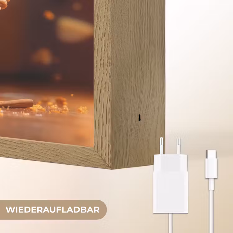 Appel - Taart - Warm - Eten Light Box met batterij (Wandlamp) middel -USP_websiteoplaadbaarDE