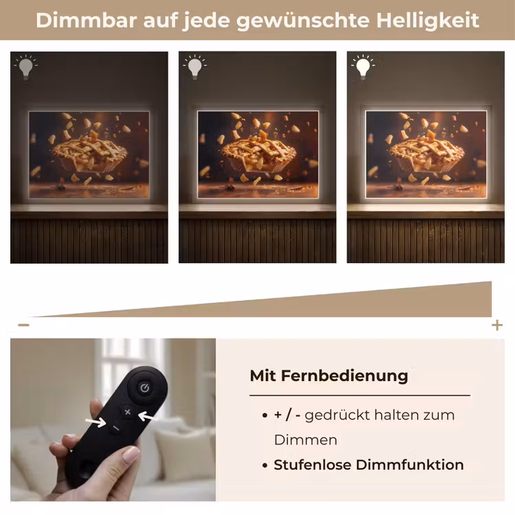 Appel - Taart - Warm - Eten Light Box met batterij (Wandlamp) middel -USP_dimbaarDE