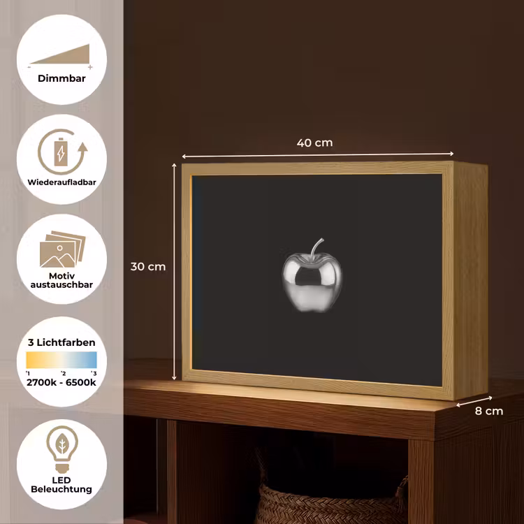 Appel - Metallic - Symmetrisch Light Box met batterij (Wandlamp) middel -USP_websiteoverzichtDE
