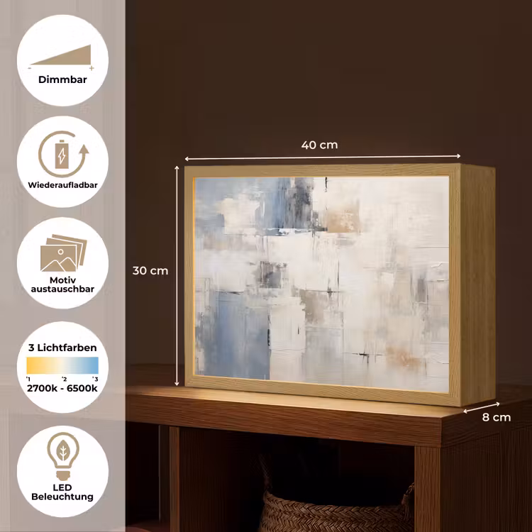 Aquarel - Abstract - Kunst Light Box met batterij (Wandlamp) middel -USP_websiteoverzichtDE