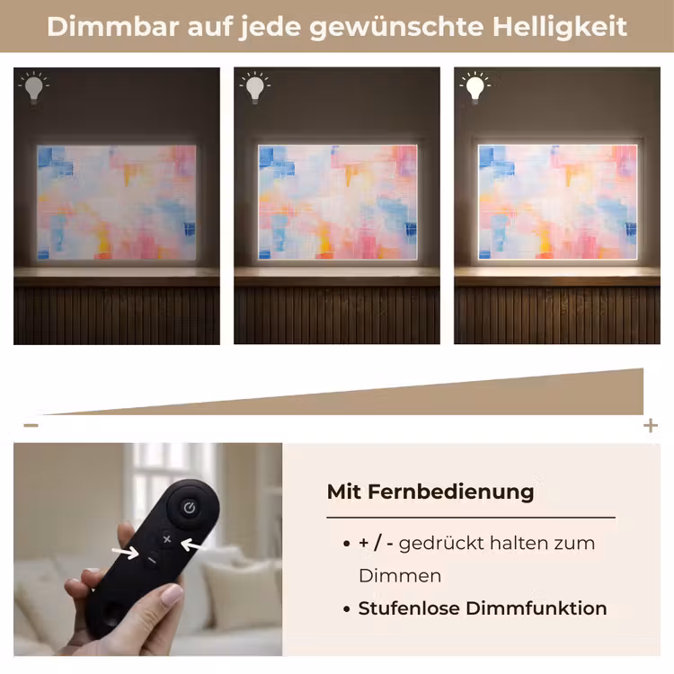 Aquarel - Pastel - Abstract - Kunst Light Box met batterij (Wandlamp) middel -USP_dimbaarDE