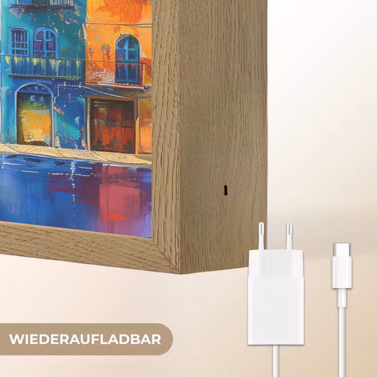 Architectuur - Kleurrijk - Kunst - Modern Light Box met batterij (Wandlamp) middel -USP_websiteoplaadbaarDE