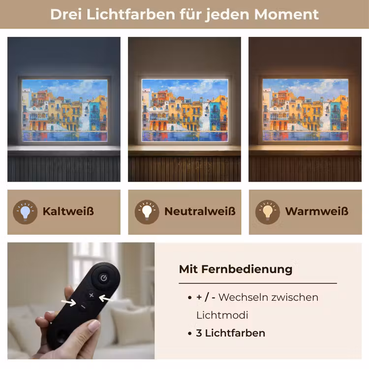 Architectuur - Kleurrijk - Kunst - Modern Light Box met batterij (Wandlamp) middel -USP_lichtkleurDE