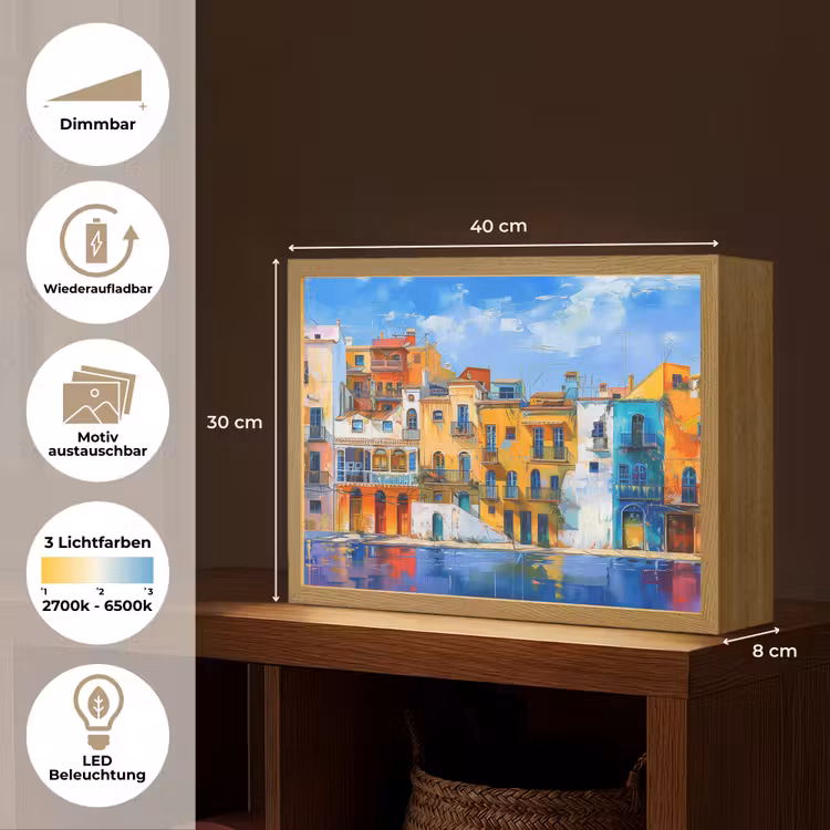 Architectuur - Kleurrijk - Kunst - Modern Light Box met batterij (Wandlamp) middel -USP_websiteoverzichtDE