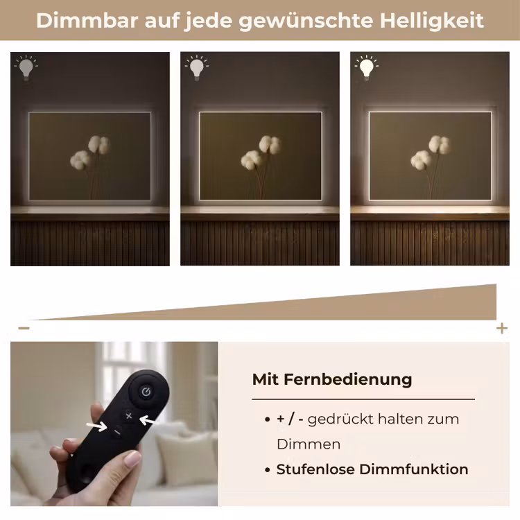 Takken - Katoen - Wit - Bollen Light Box met batterij (Wandlamp) middel -USP_dimbaarDE