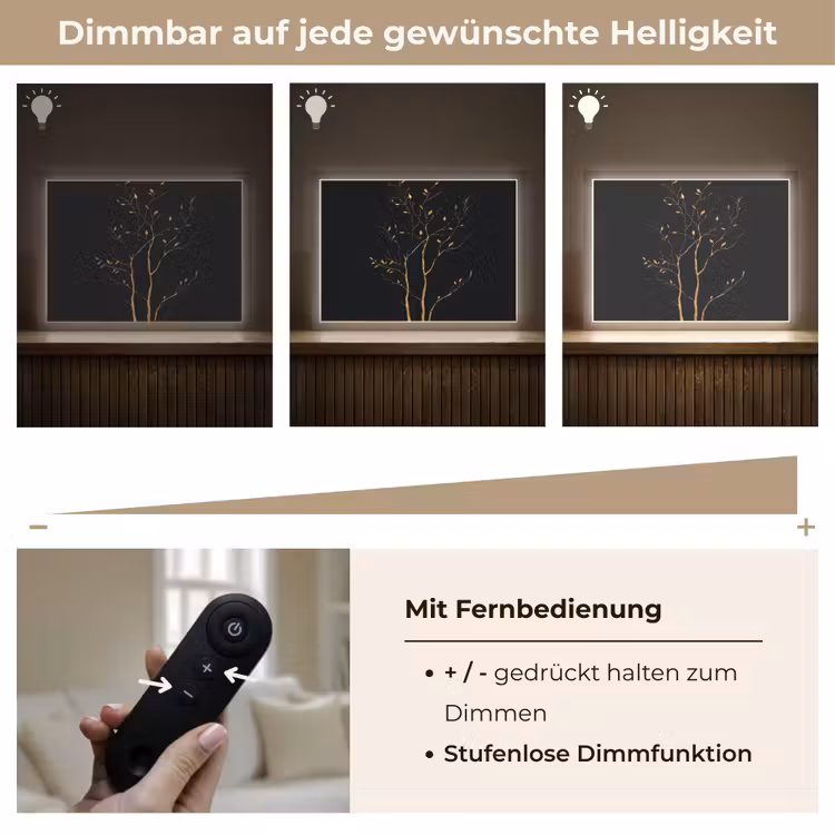 Takken - Blaadjes - Zwart Light Box met batterij (Wandlamp) middel -USP_dimbaarDE