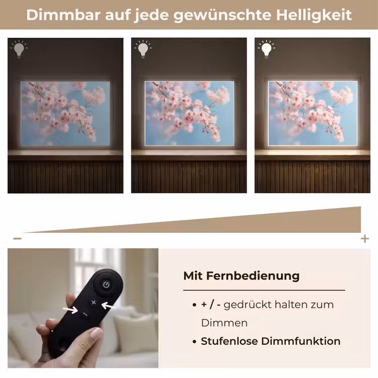 Takken - Bloesems - Roze Light Box met batterij (Wandlamp) middel -USP_dimbaarDE
