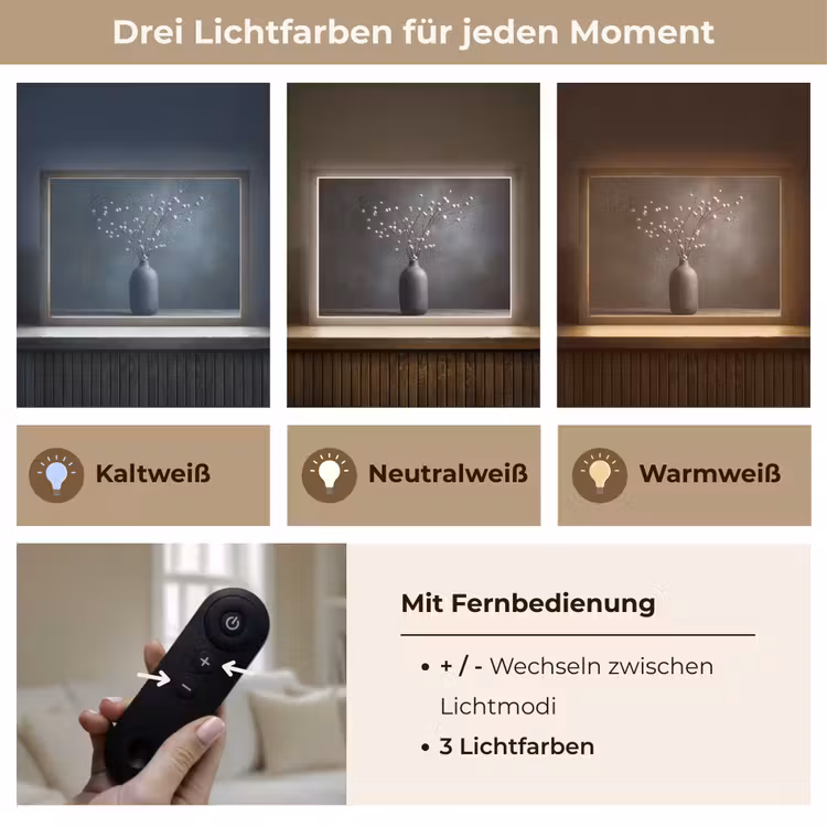 Takken - Vaas - Bolletjes - Wit Light Box met batterij (Wandlamp) middel -USP_lichtkleurDE