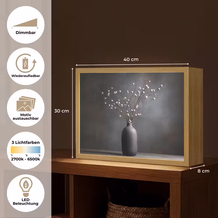 Takken - Vaas - Bolletjes - Wit Light Box met batterij (Wandlamp) middel -USP_websiteoverzichtDE