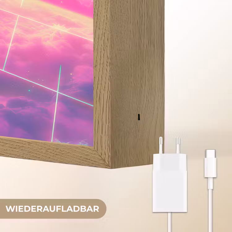 Astronaut - Neon - Roze - Wolken Light Box met batterij (Wandlamp) middel -USP_websiteoplaadbaarDE