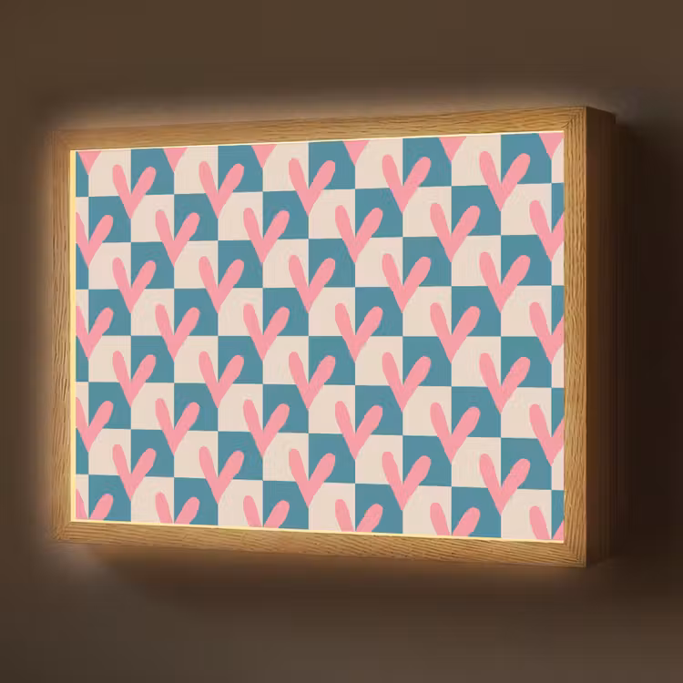 Vlakken - Hartjes - Patroon - Retro Light Box met batterij (Wandlamp) middel 907 -z3d_website