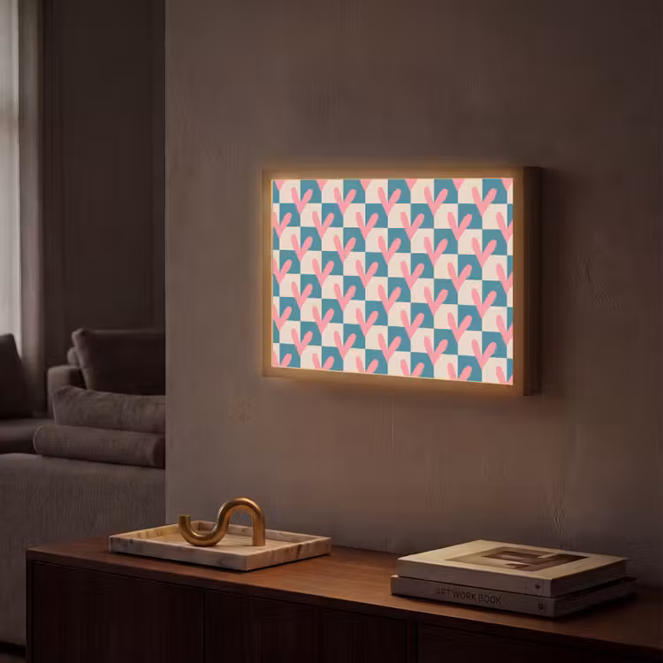 Vlakken - Hartjes - Patroon - Retro Light Box met batterij (Wandlamp) middel 907 -sfeer1