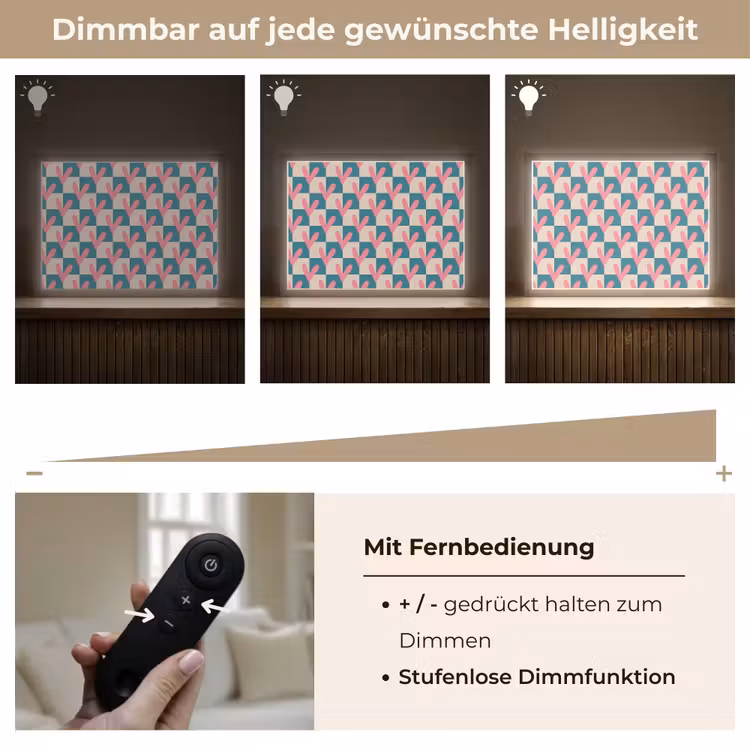 Vlakken - Hartjes - Patroon - Retro Light Box met batterij (Wandlamp) middel 907 -USP_dimbaarDE