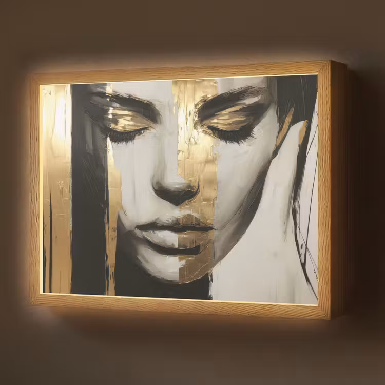 Ogen - Gezicht - Goud - Strepen Light Box met batterij (Wandlamp) middel -z3d_website