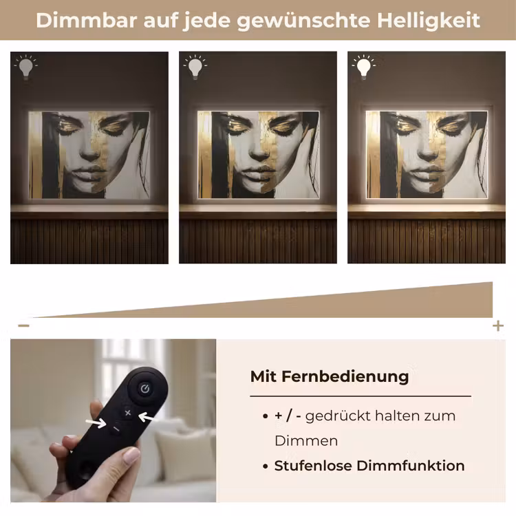 Ogen - Gezicht - Goud - Strepen Light Box met batterij (Wandlamp) middel -USP_dimbaarDE