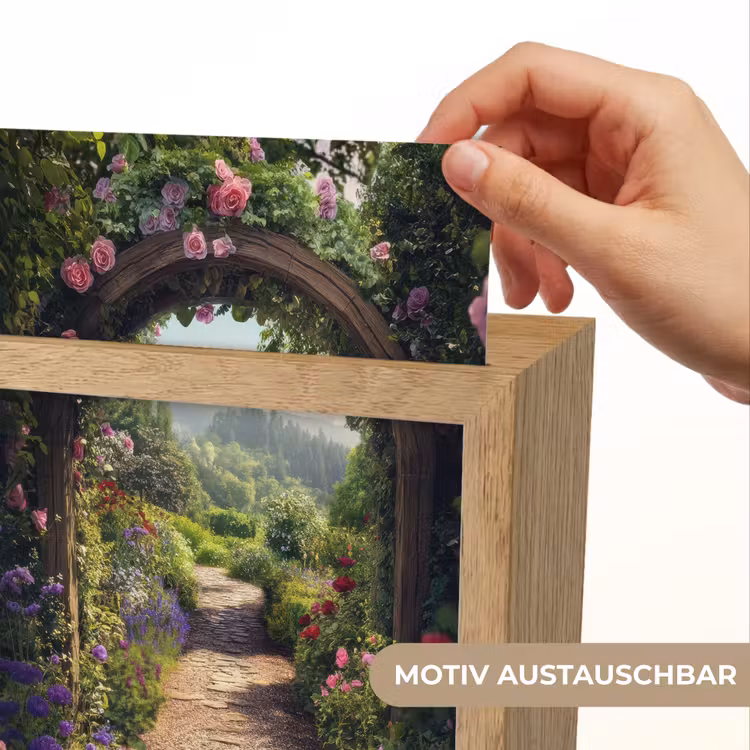 Doorkijk - Landschap - Bloemen - Rozenboog - Natuur Light Box met kabel (Wandlamp) klein -USP_websiteprintDE