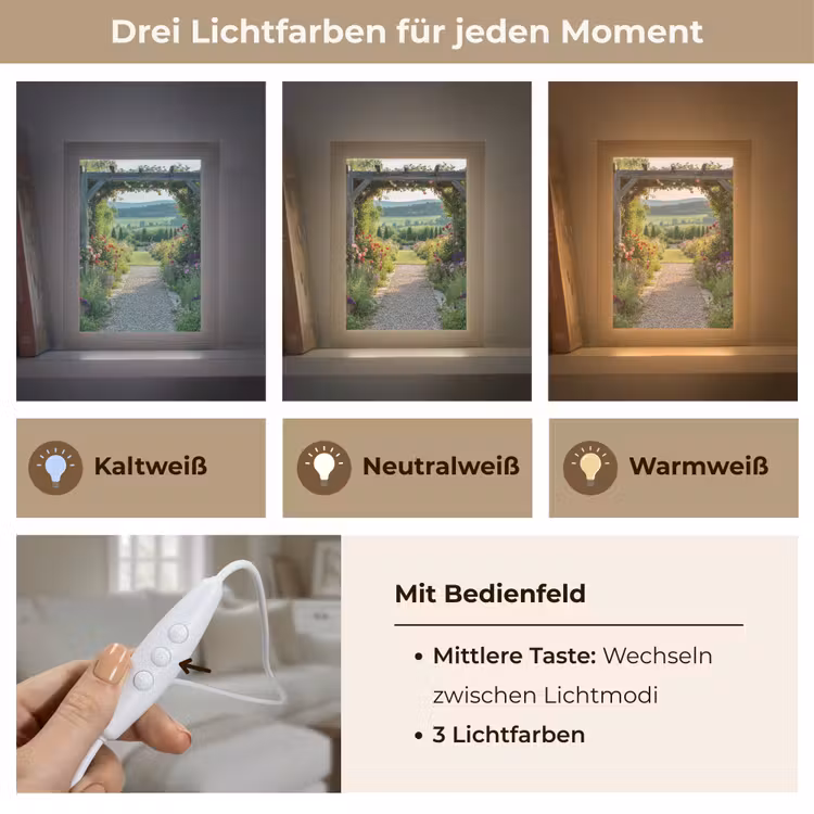 Doorkijk - Landschap - Natuur - Tuinboog - Bloemen Light Box met kabel (Wandlamp) klein -USP_lichtkleurDE